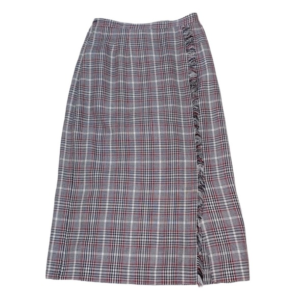 Vintage plaid fringe long skirt size 10P - Picture 2 of 8